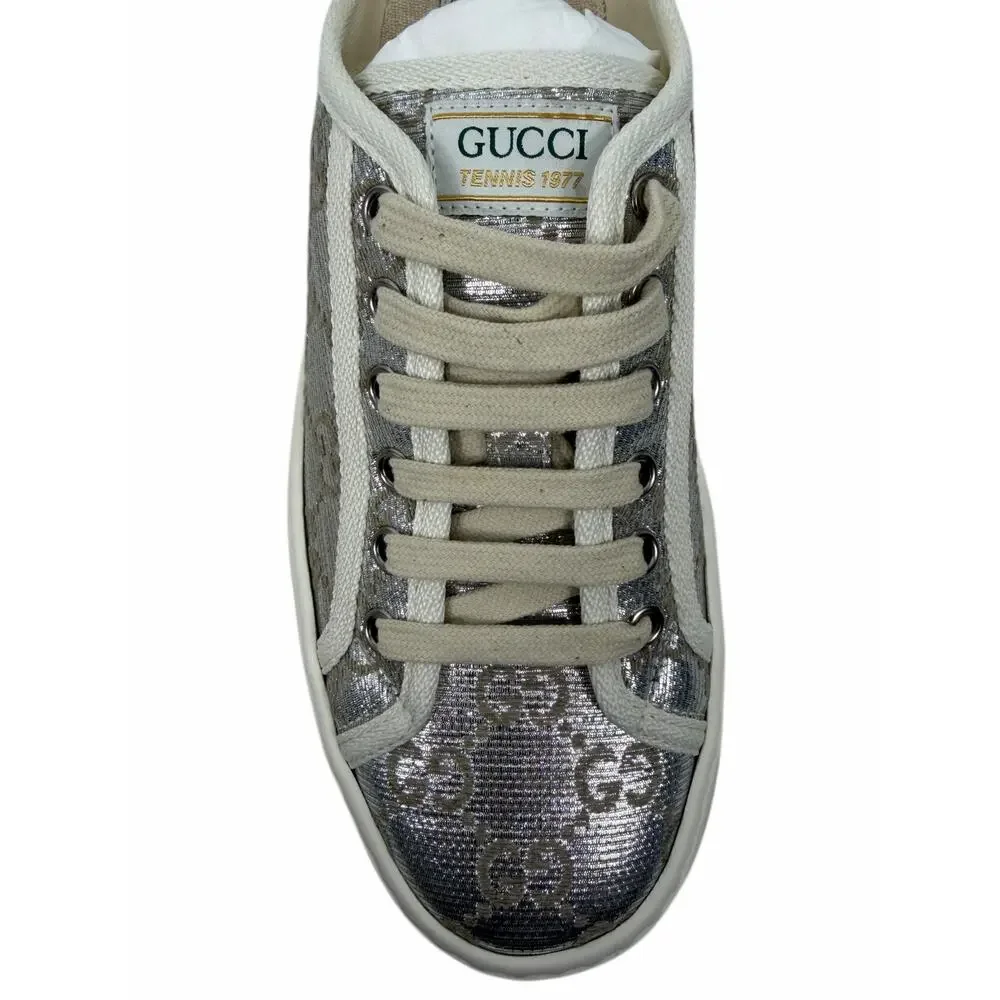 Gucci Tennis 1977 Treck GG Monogram Flatform Sneaker Silver Size 36 - Picture 11 of 13